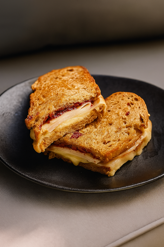 Grilled sandwich from the Business Lounge menu